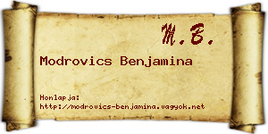 Modrovics Benjamina névjegykártya